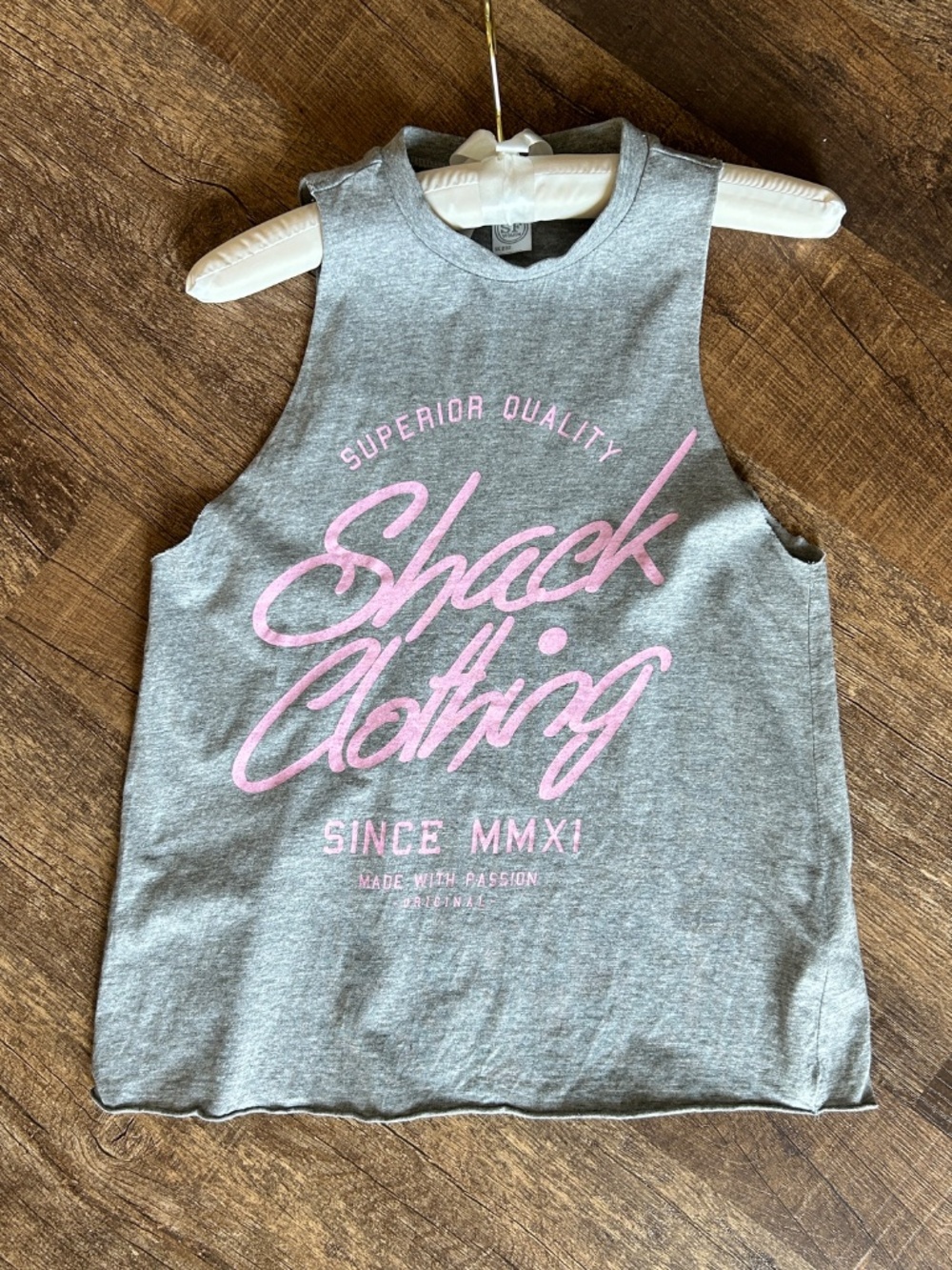Shack Clothing Festival Style Muscle Tank Top Workout Grey Pink Size XS US2